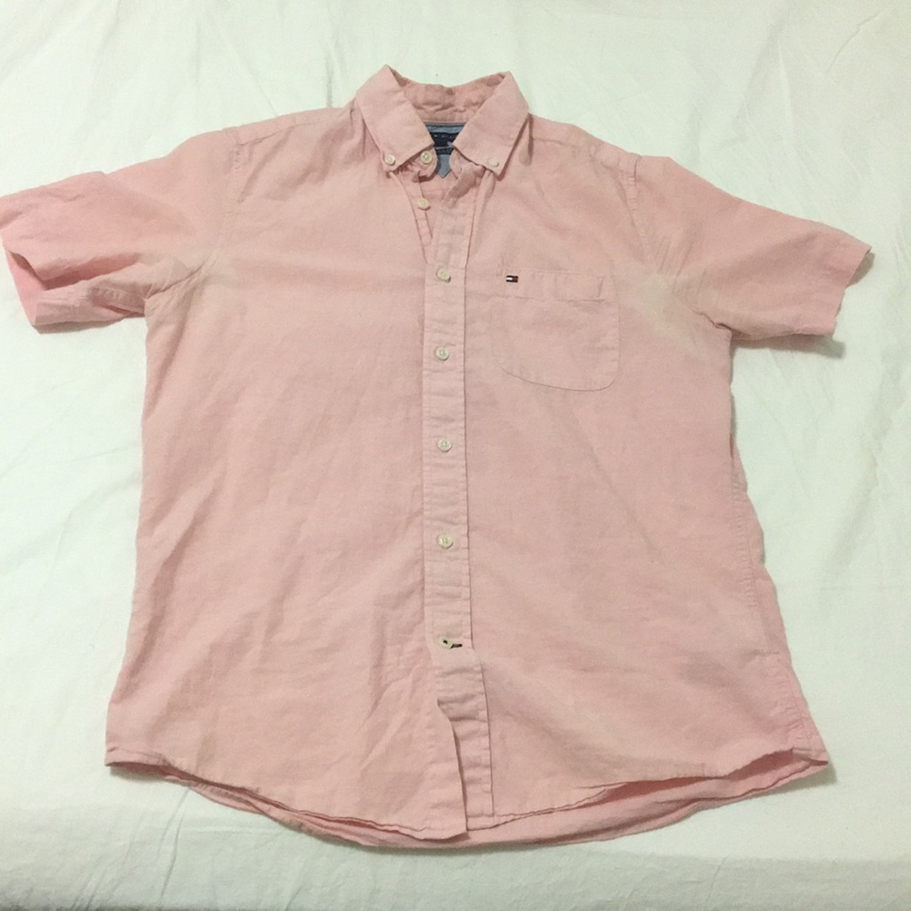 Pink casual button down shirt
